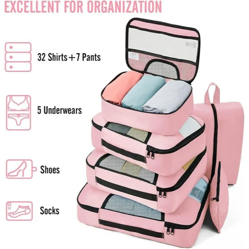 8 Set Packing Cubes for Travel Essentials,